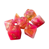Maxbell 7 Pieces Double Colors Polyhedral Dices D6 D4 D8 D10 (00-90 and 0-9) D12 D20 Dark Pink