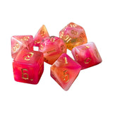 Maxbell 7 Pieces Double Colors Polyhedral Dices D6 D4 D8 D10 (00-90 and 0-9) D12 D20 Dark Pink