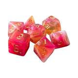 Maxbell 7 Pieces Double Colors Polyhedral Dices D6 D4 D8 D10 (00-90 and 0-9) D12 D20 Dark Pink