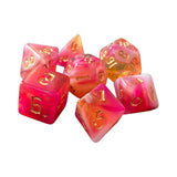 Maxbell 7 Pieces Double Colors Polyhedral Dices D6 D4 D8 D10 (00-90 and 0-9) D12 D20 Dark Pink