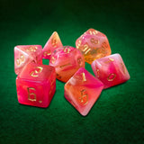 Maxbell 7 Pieces Double Colors Polyhedral Dices D6 D4 D8 D10 (00-90 and 0-9) D12 D20 Dark Pink