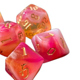 Maxbell 7 Pieces Double Colors Polyhedral Dices D6 D4 D8 D10 (00-90 and 0-9) D12 D20 Dark Pink