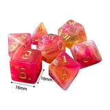 Maxbell 7 Pieces Double Colors Polyhedral Dices D6 D4 D8 D10 (00-90 and 0-9) D12 D20 Dark Pink