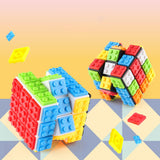 Maxbell Building Brick Blocks 3x3 Speed Cube for Imagination Coordination Creativity black bottom