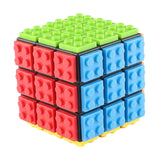 Maxbell Building Brick Blocks 3x3 Speed Cube for Imagination Coordination Creativity black bottom