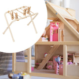 Maxbell Dollhouse Clothes Drying Rack Playset for Doll House Laundry Room Kids Gifts white