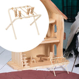 Maxbell Dollhouse Clothes Drying Rack Playset for Doll House Laundry Room Kids Gifts white