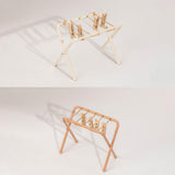 Maxbell Dollhouse Clothes Drying Rack Playset for Doll House Laundry Room Kids Gifts light brown