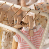 Maxbell Dollhouse Clothes Drying Rack Playset for Doll House Laundry Room Kids Gifts light brown