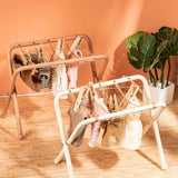 Maxbell Dollhouse Clothes Drying Rack Playset for Doll House Laundry Room Kids Gifts light brown