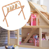 Maxbell Dollhouse Clothes Drying Rack Playset for Doll House Laundry Room Kids Gifts light brown