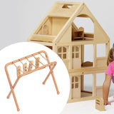 Maxbell Dollhouse Clothes Drying Rack Playset for Doll House Laundry Room Kids Gifts light brown