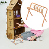 Maxbell Dollhouse Clothes Drying Rack Playset for Doll House Laundry Room Kids Gifts light brown