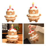 Maxbell Birthday Cake Bear Doll Lucky Stuffed Animal Toy for Office Home Party Favor 25cm