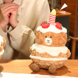 Maxbell Birthday Cake Bear Doll Lucky Stuffed Animal Toy for Office Home Party Favor 32cm