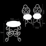 Maxbell Dollhouse Garden Table Chair Set Iron Fairy Garden Ornaments for Photo Props