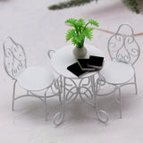 Maxbell Dollhouse Garden Table Chair Set Iron Fairy Garden Ornaments for Photo Props
