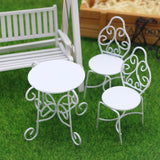 Maxbell Dollhouse Garden Table Chair Set Iron Fairy Garden Ornaments for Photo Props
