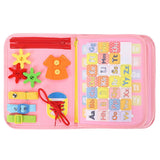 Maxbell Montessori Busy Board Travel Toys Educational for Kids Birthday Gift Pink