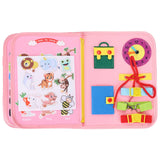 Maxbell Montessori Busy Board Travel Toys Educational for Kids Birthday Gift Pink