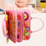 Maxbell Montessori Busy Board Travel Toys Educational for Kids Birthday Gift Pink