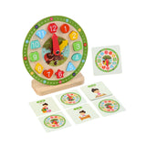 Maxbell Wooden Clock Kids Toy Educational Gift for Playroom Kindergartner Boys Girls