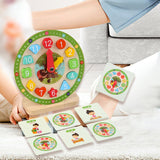 Maxbell Wooden Clock Kids Toy Educational Gift for Playroom Kindergartner Boys Girls