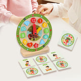 Maxbell Wooden Clock Kids Toy Educational Gift for Playroom Kindergartner Boys Girls