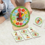 Maxbell Wooden Clock Kids Toy Educational Gift for Playroom Kindergartner Boys Girls
