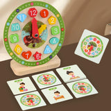 Maxbell Wooden Clock Kids Toy Educational Gift for Playroom Kindergartner Boys Girls