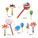 Maxbell 2x Wooden Baby Rattle Toys Musical Development Toy for Newborn Party Holiday