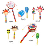 Maxbell 2x Wooden Baby Rattle Toys Musical Development Toy for Newborn Party Holiday