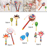 Maxbell 2x Wooden Baby Rattle Toys Musical Development Toy for Newborn Party Holiday