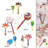 Maxbell 2x Wooden Baby Rattle Toys Musical Development Toy for Newborn Party Holiday