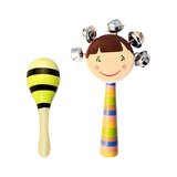 Maxbell 2x Wooden Baby Rattle Toys Musical Development Toy for Newborn Party Holiday