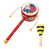 Maxbell 2x Wooden Baby Rattle Toys Musical Development Toy for Newborn Party Holiday