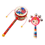 Maxbell 2x Wooden Baby Rattle Toys Musical Development Toy for Newborn Party Holiday