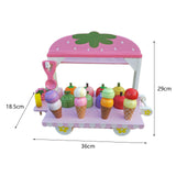 Maxbell Wooden Ice Cream Cart for Kids Pretend Food Toys for Children Preschool Boys