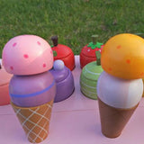 Maxbell Wooden Ice Cream Cart for Kids Pretend Food Toys for Children Preschool Boys