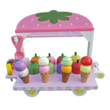 Maxbell Wooden Ice Cream Cart for Kids Pretend Food Toys for Children Preschool Boys