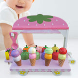 Maxbell Wooden Ice Cream Cart for Kids Pretend Food Toys for Children Preschool Boys
