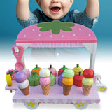 Maxbell Wooden Ice Cream Cart for Kids Pretend Food Toys for Children Preschool Boys