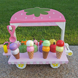 Maxbell Wooden Ice Cream Cart for Kids Pretend Food Toys for Children Preschool Boys