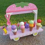Maxbell Wooden Ice Cream Cart for Kids Pretend Food Toys for Children Preschool Boys