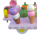 Maxbell Wooden Ice Cream Cart for Kids Pretend Food Toys for Children Preschool Boys