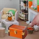 Maxbell 1/12 Scale Miniature Suitcase Wooden Furniture for Bedroom Living Room Decor Orange