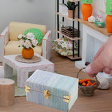 Maxbell 1/12 Scale Miniature Suitcase Wooden Furniture for Bedroom Living Room Decor Blue