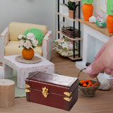 Maxbell 1/12 Scale Miniature Suitcase Wooden Furniture for Bedroom Living Room Decor Dark Brown