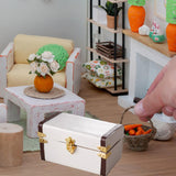 Maxbell 1/12 Scale Miniature Suitcase Wooden Furniture for Bedroom Living Room Decor White Brown