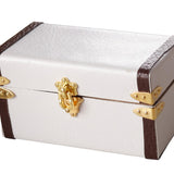 Maxbell 1/12 Scale Miniature Suitcase Wooden Furniture for Bedroom Living Room Decor White Brown